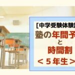【馬渕教室】中学受験コース５年生の年間スケジュールと時間割り